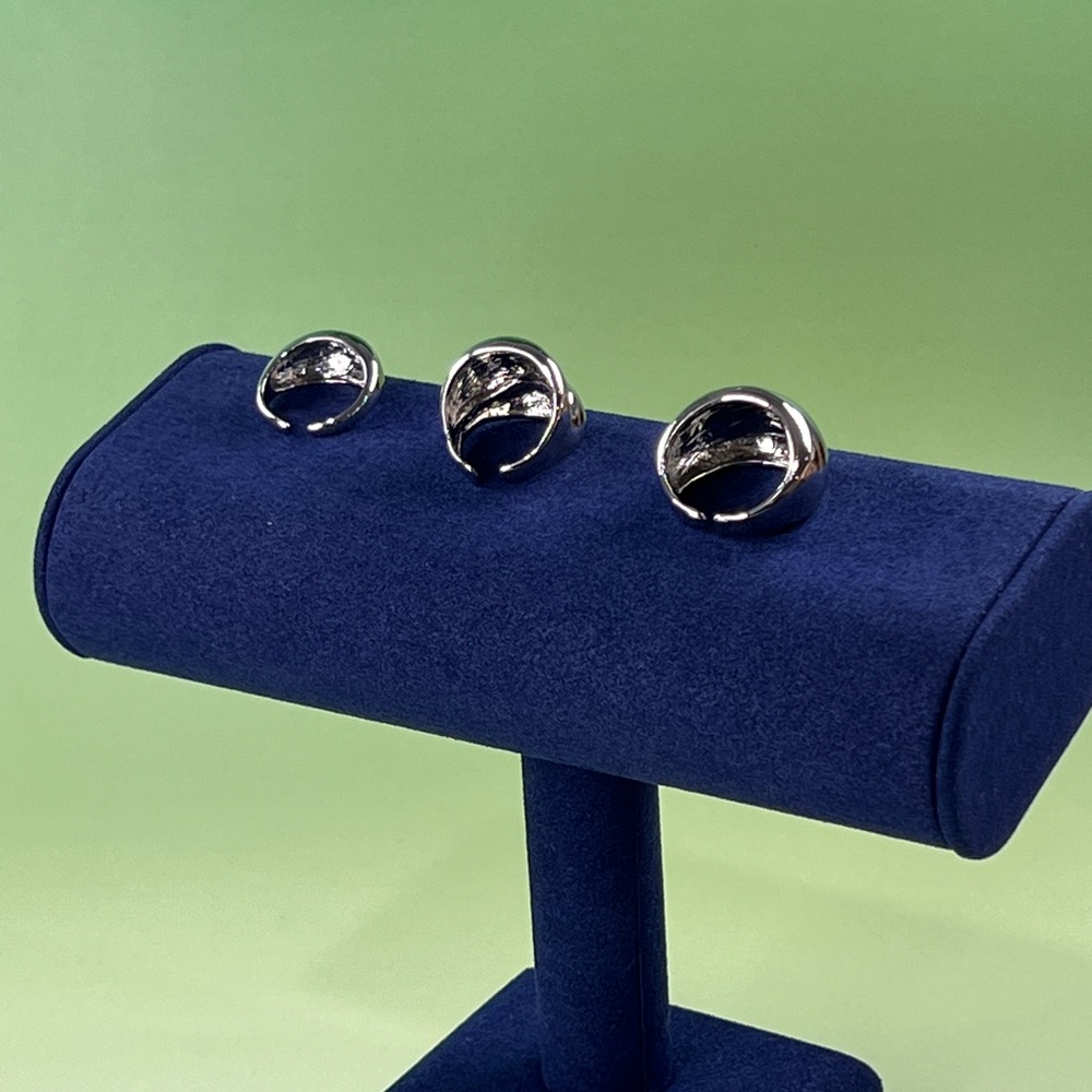 Chunky Silver Rings Set - Picture 2 of 5